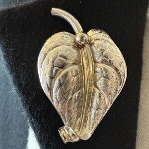 Vintage Silver Leaf Brooch